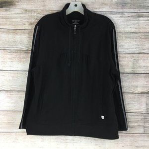 Be Inspired Athletic Jacket Mock Neck Black Cotton Blend